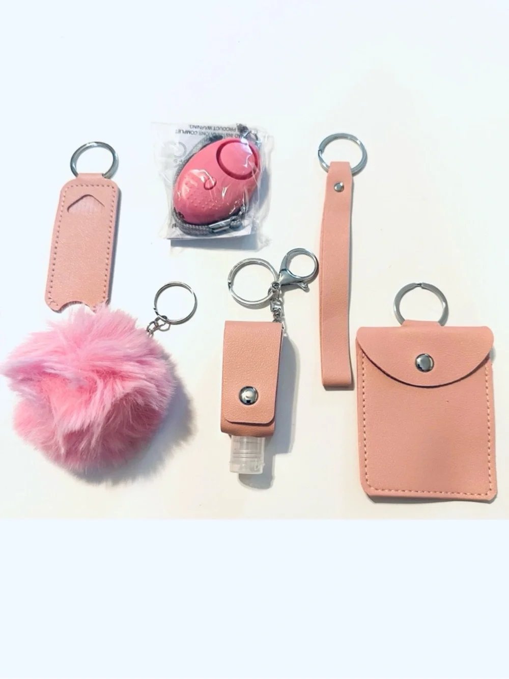 Personal Alarm Accessories Bundle Lot Pom Pom Keychain Pouch Lipstick Holder Kit